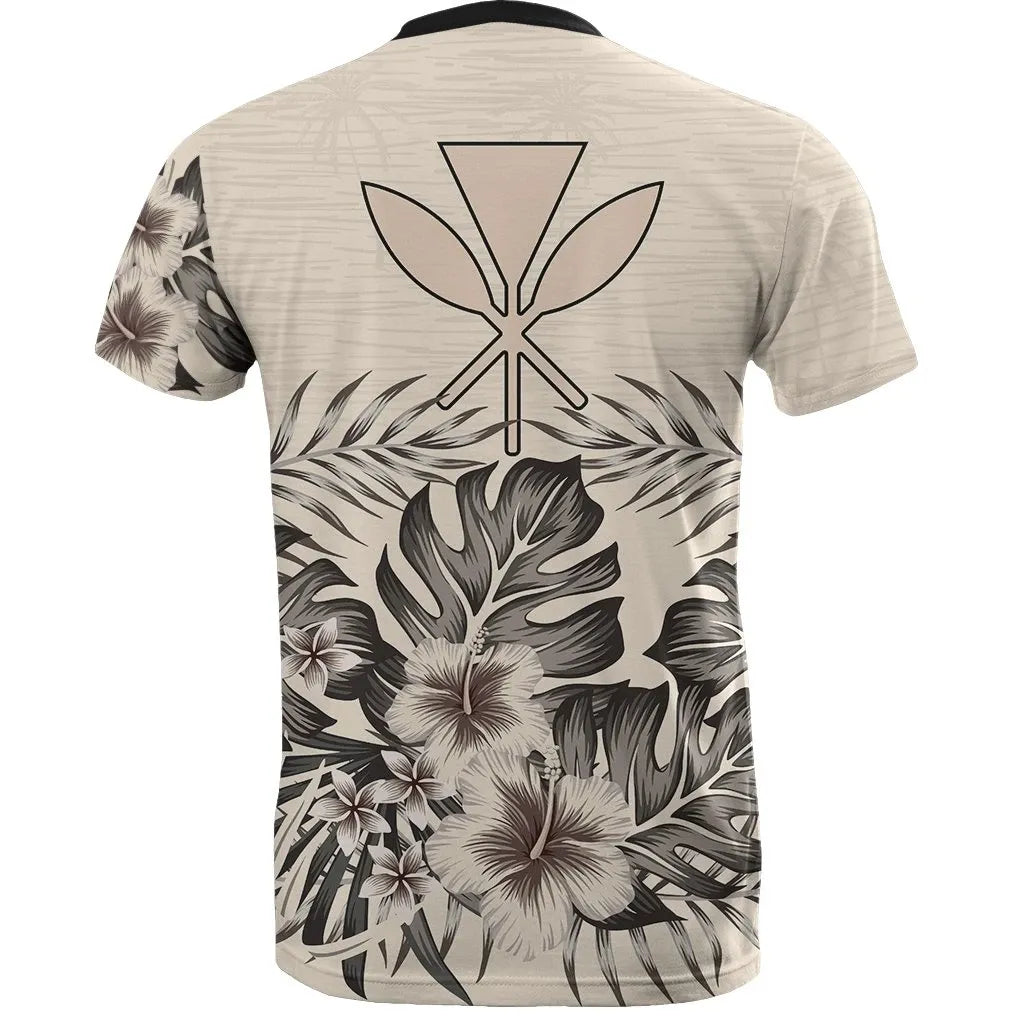 Hawaiian T-Shirt - Kanaka Maoli Beige Hibiscus
