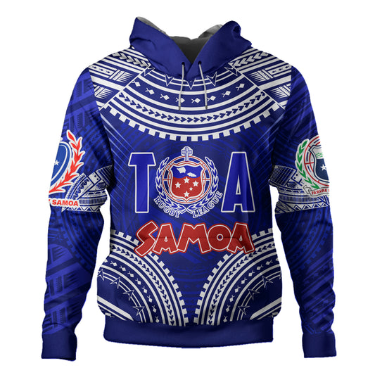 (Custom Personalised) Samoa Rugby Toa Samoa Blue Style Hoodie