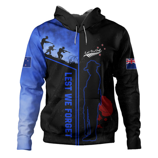 New Zealand Hoodie Anzac Day Lest We Forget Poppy Flower Symbol