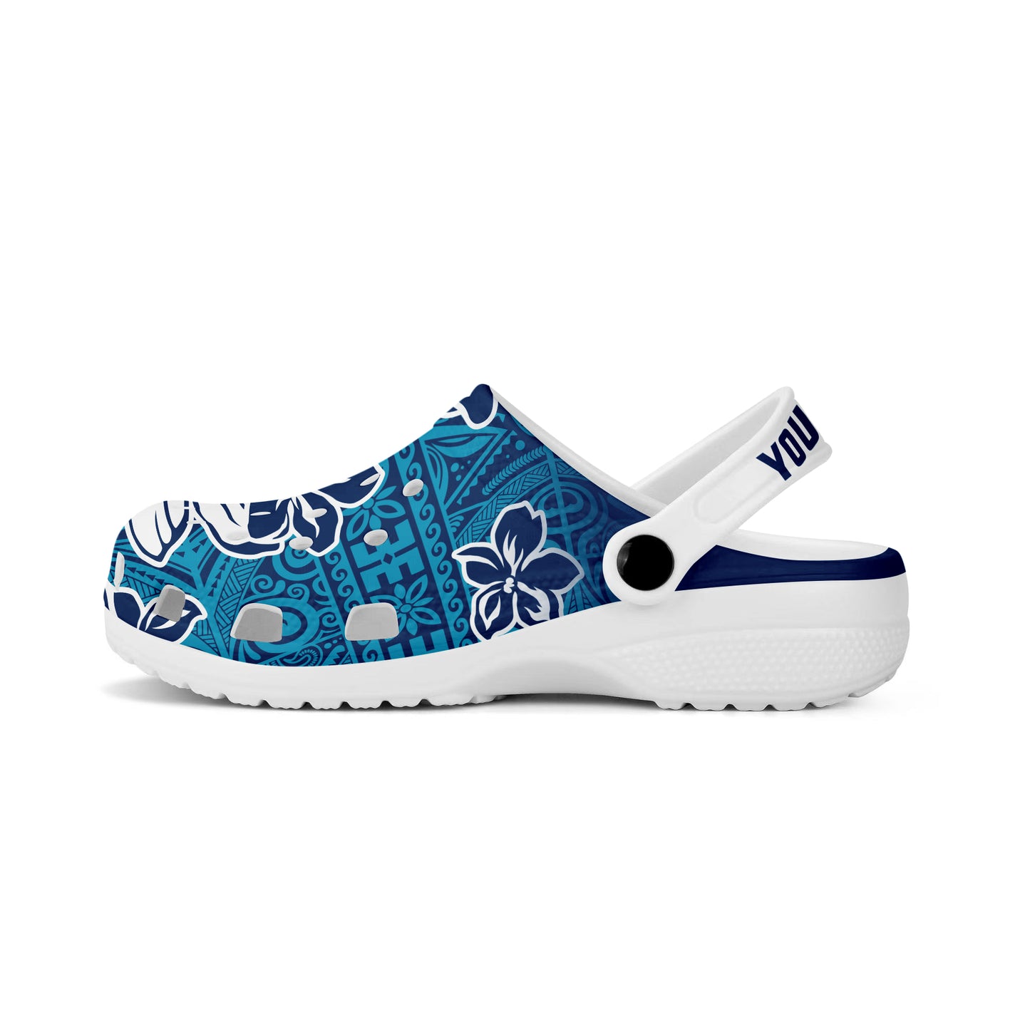 Hawaii Clogs Shoes Custom Text Hibiscus Flower Tapa Cloth