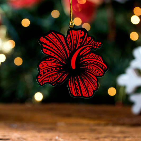 Hawaii Acrylic And Wooden Ornament Polynesia Tribal Hibiscus