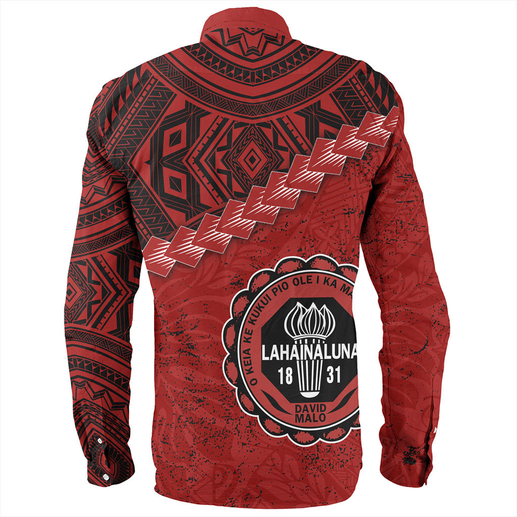 Hawaii Long Sleeve Shirt Lahainaluna High School With Polynesian Tribal