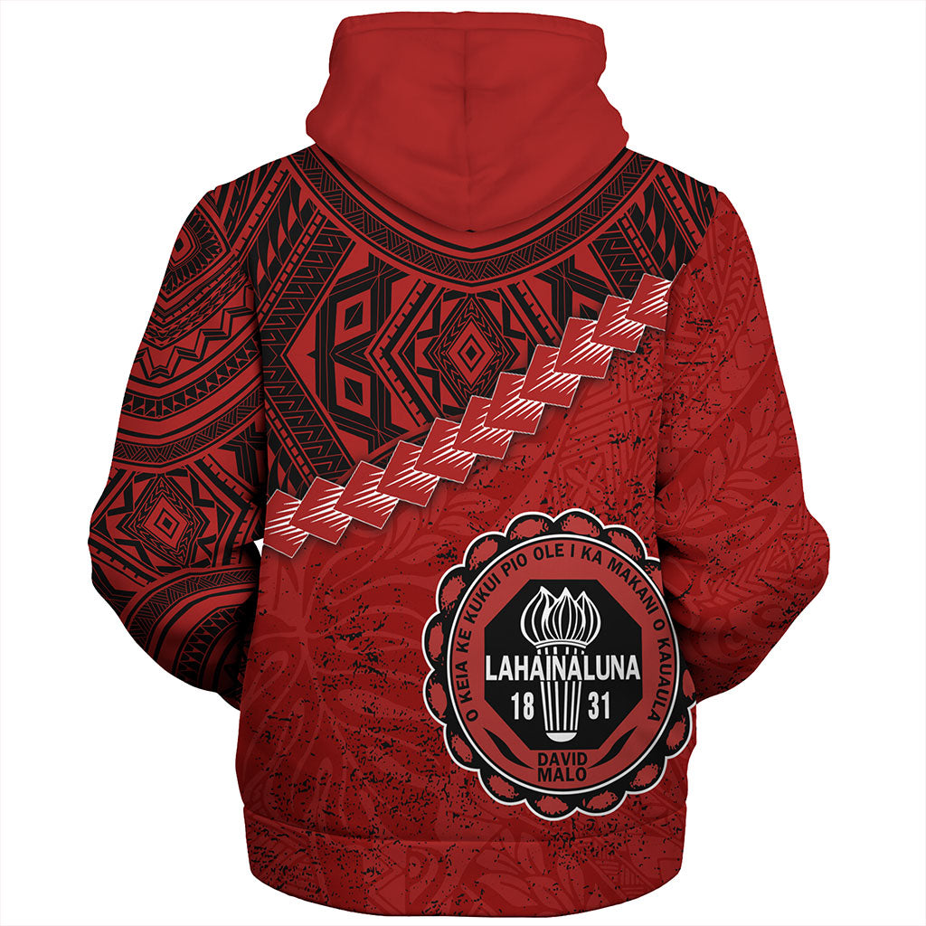 Hawaii Sherpa Hoodie Lahainaluna High School With Polynesian Tribal