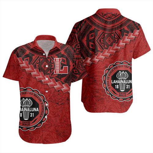 Hawaii Short Sleeve Shirt Lahainaluna High School With Polynesian Tribal