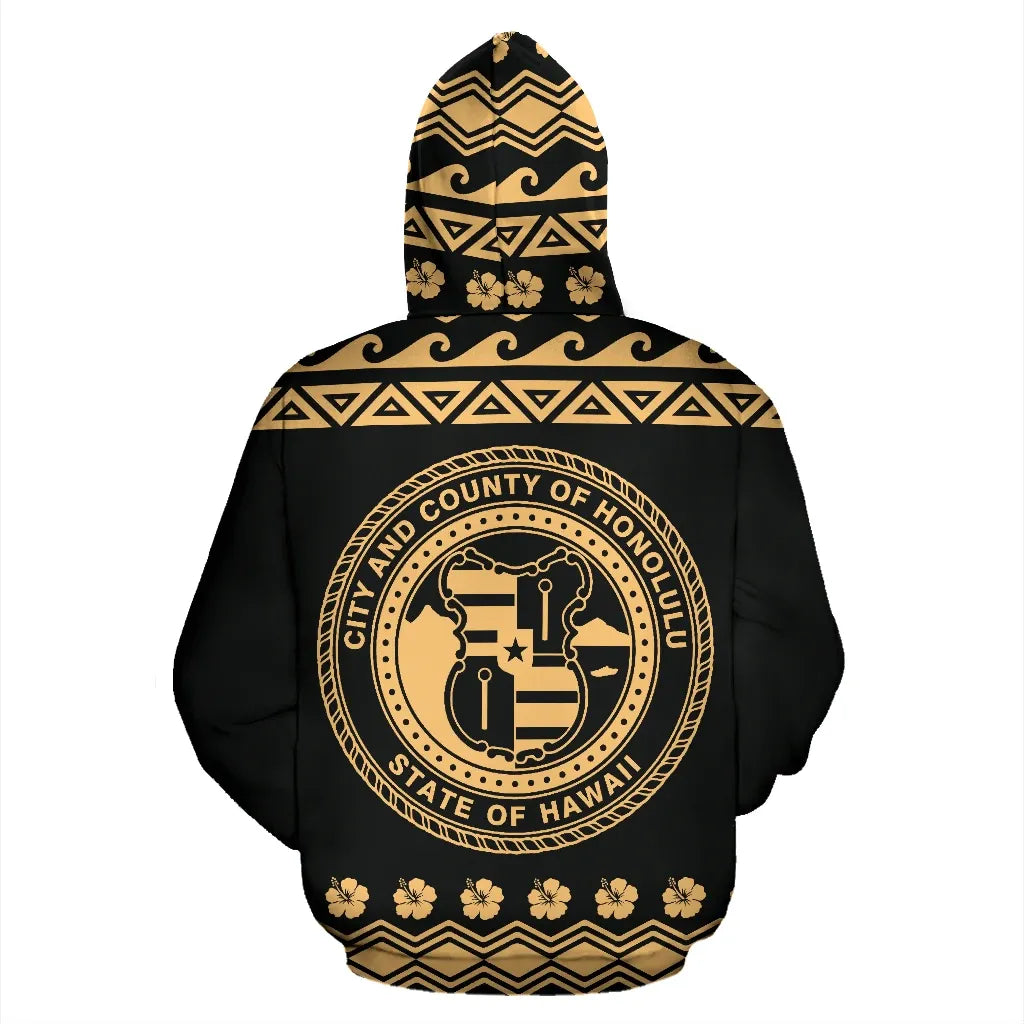 Honolulu All Over Hoodie - Polynesian Design