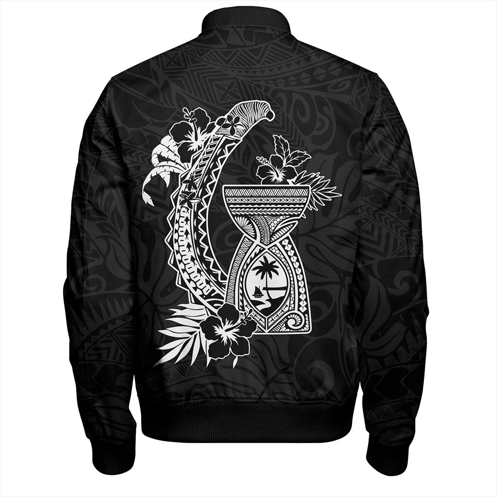 Guam Bomber Jacket Hook With Latte Stone Hibiscus Tropical