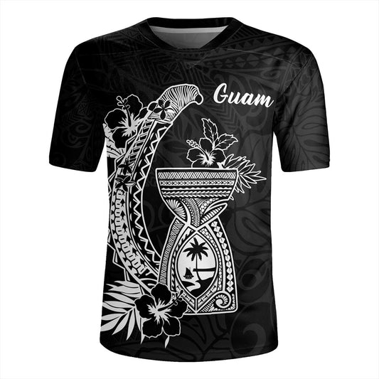 Guam Rugby Jersey Hook With Latte Stone Hibiscus Tropical