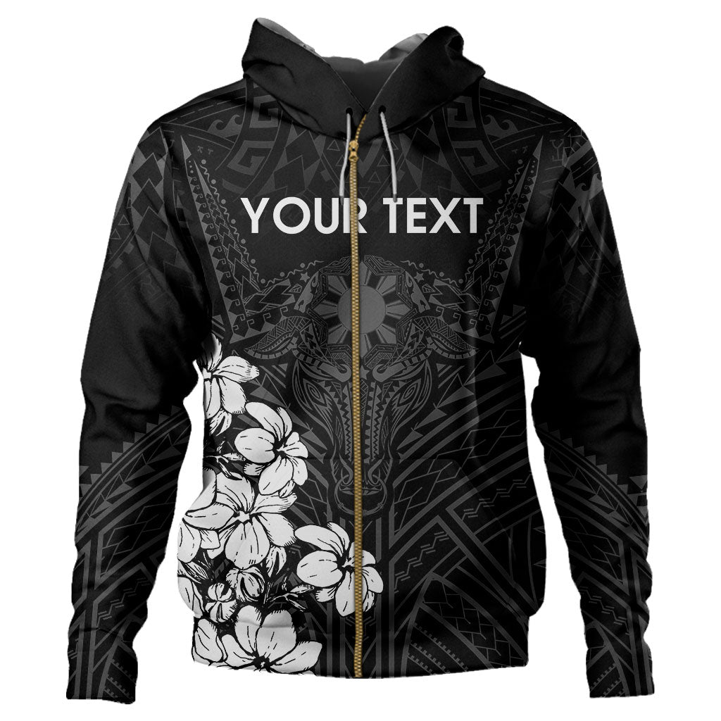 Philippines Filipinos Hoodie Custom Water Buffalo Tattoo With Sampaguita Patterns