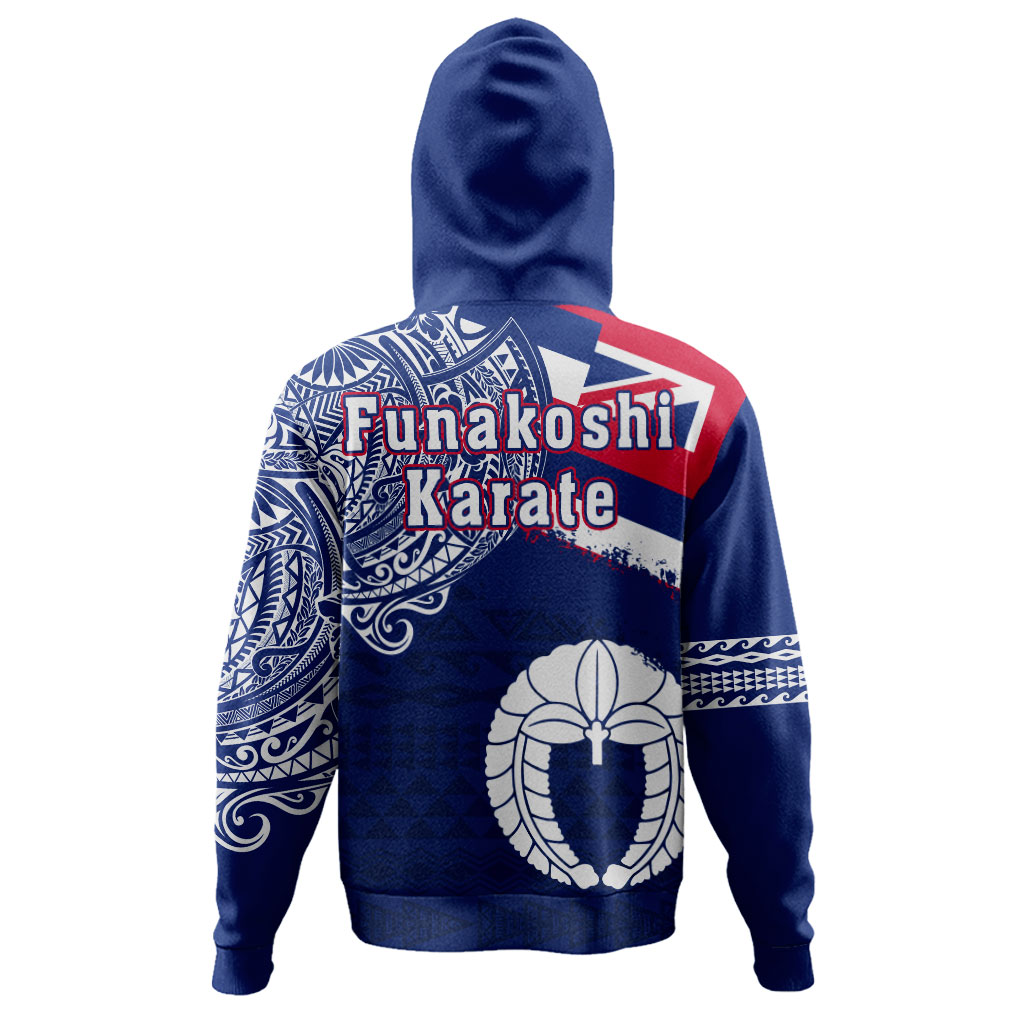 Hawaii Hoodie Custom Funakoshi Karate Polynesian Flag With Coat Of Arms