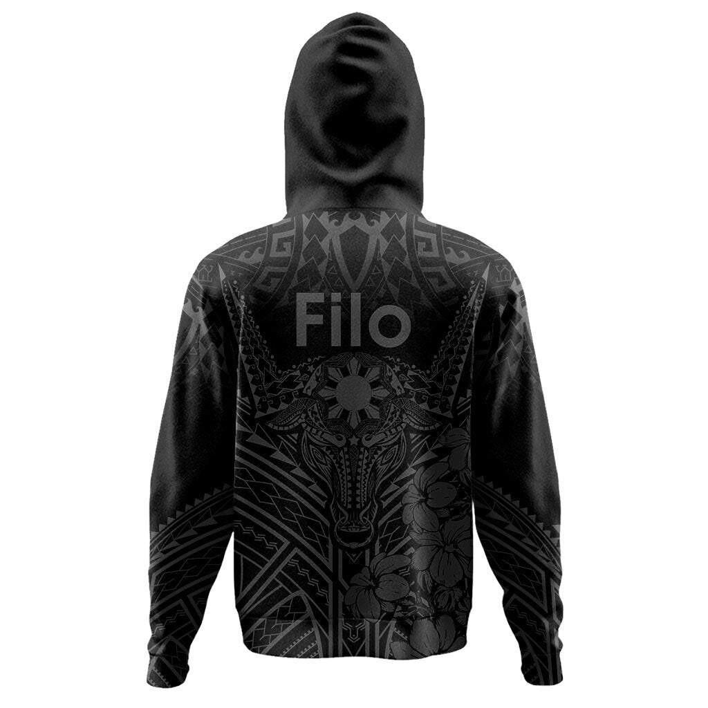 Philippines Filipinos Hoodie Tribal Koner Water Buffalo Tattoo With Sampaguita Patterns