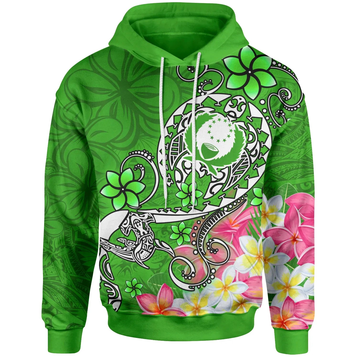 Pohnpei Hoodie - Turtle Plumeria (Green)