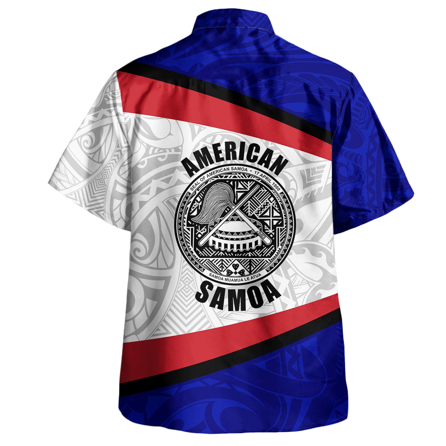 American Samoa Hawaiian Shirt - American Samoa Polynesian Flag With Coat Of Arms