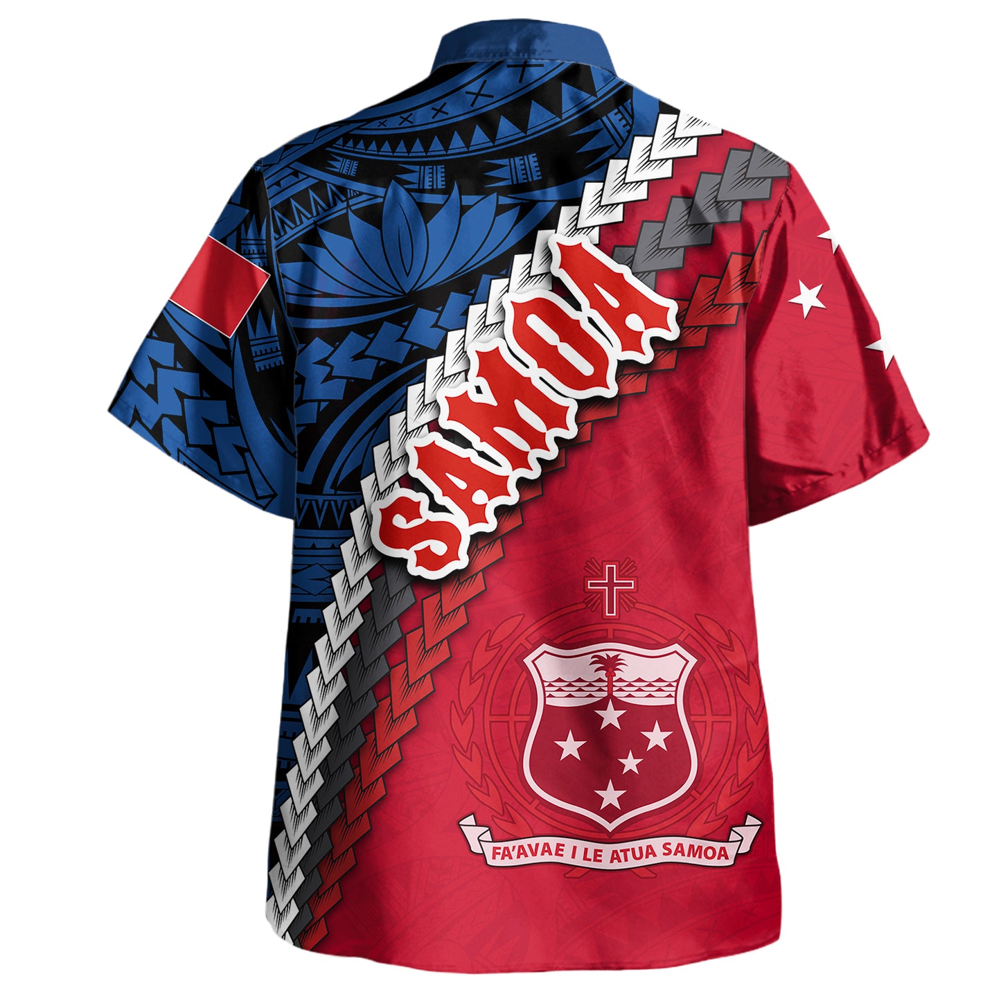 Samoa Hawaiian Shirt - Samoa Coat Of Arms With Polynesian Tribal Flag Style