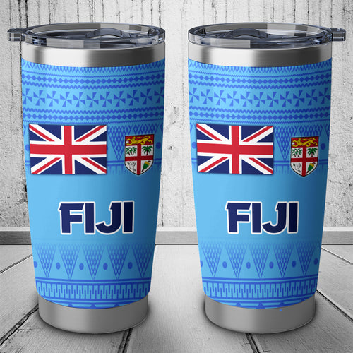 Fiji Flag Color With Traditional Patterns Tumbler