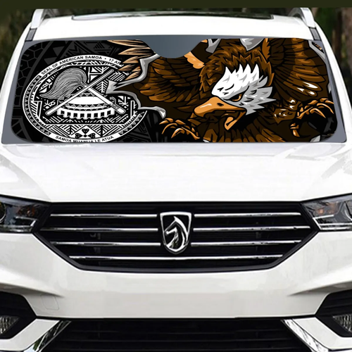 American Samoa Auto Sun Shades - Coat Of Arms With Eagle GOLD