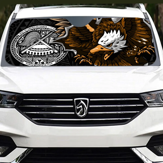 American Samoa Auto Sun Shades - Coat Of Arms With Eagle GOLD