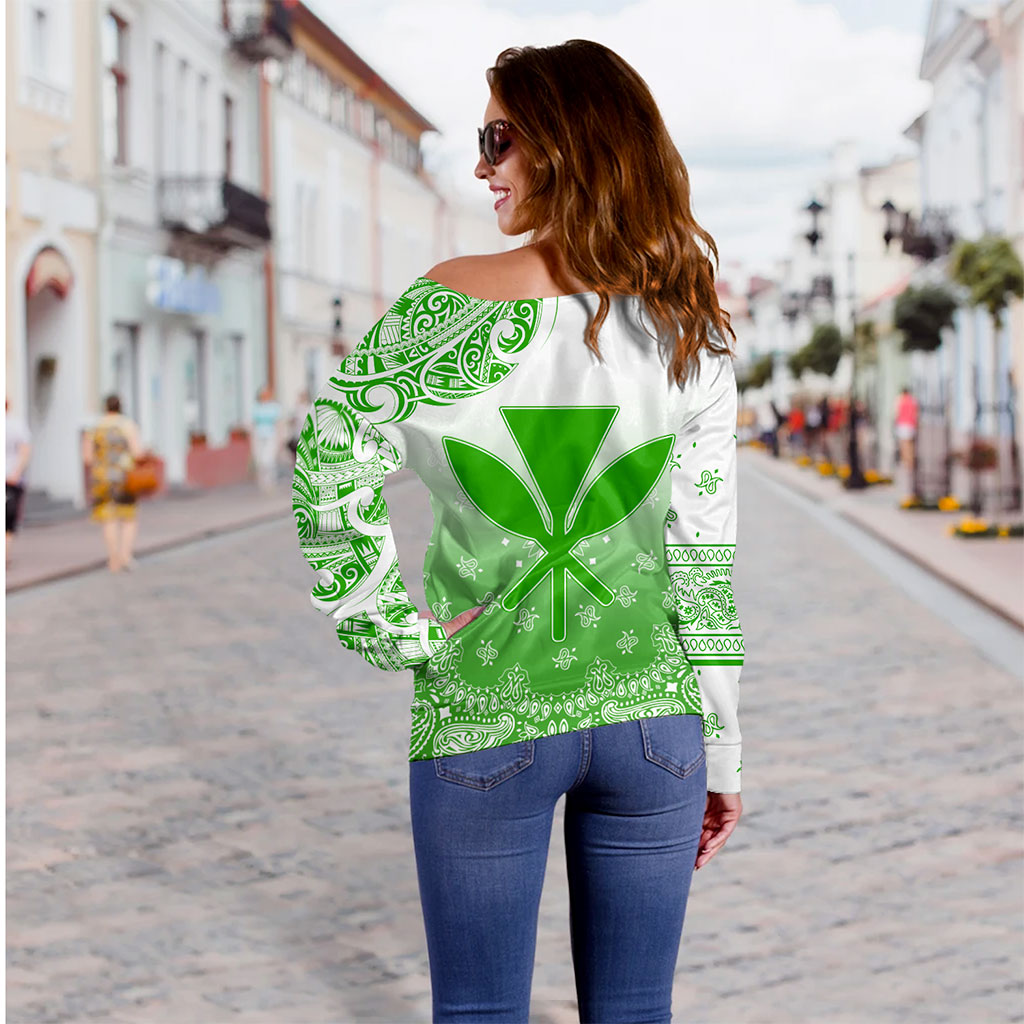 Hawaii Off Shoulder Sweatshirt Custom Kanaka Paisley Style