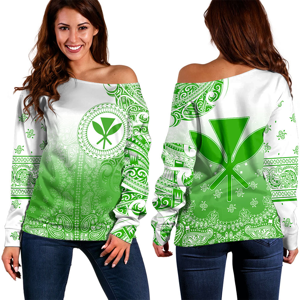 Hawaii Off Shoulder Sweatshirt Custom Kanaka Paisley Style