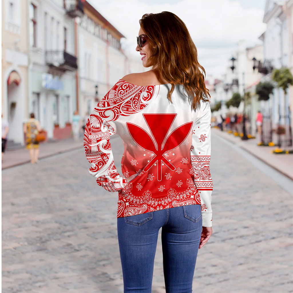 Hawaii Off Shoulder Sweatshirt Custom Kanaka Paisley Style