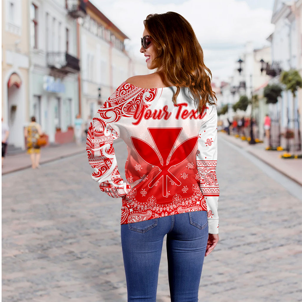Hawaii Off Shoulder Sweatshirt Custom Kanaka Paisley Style