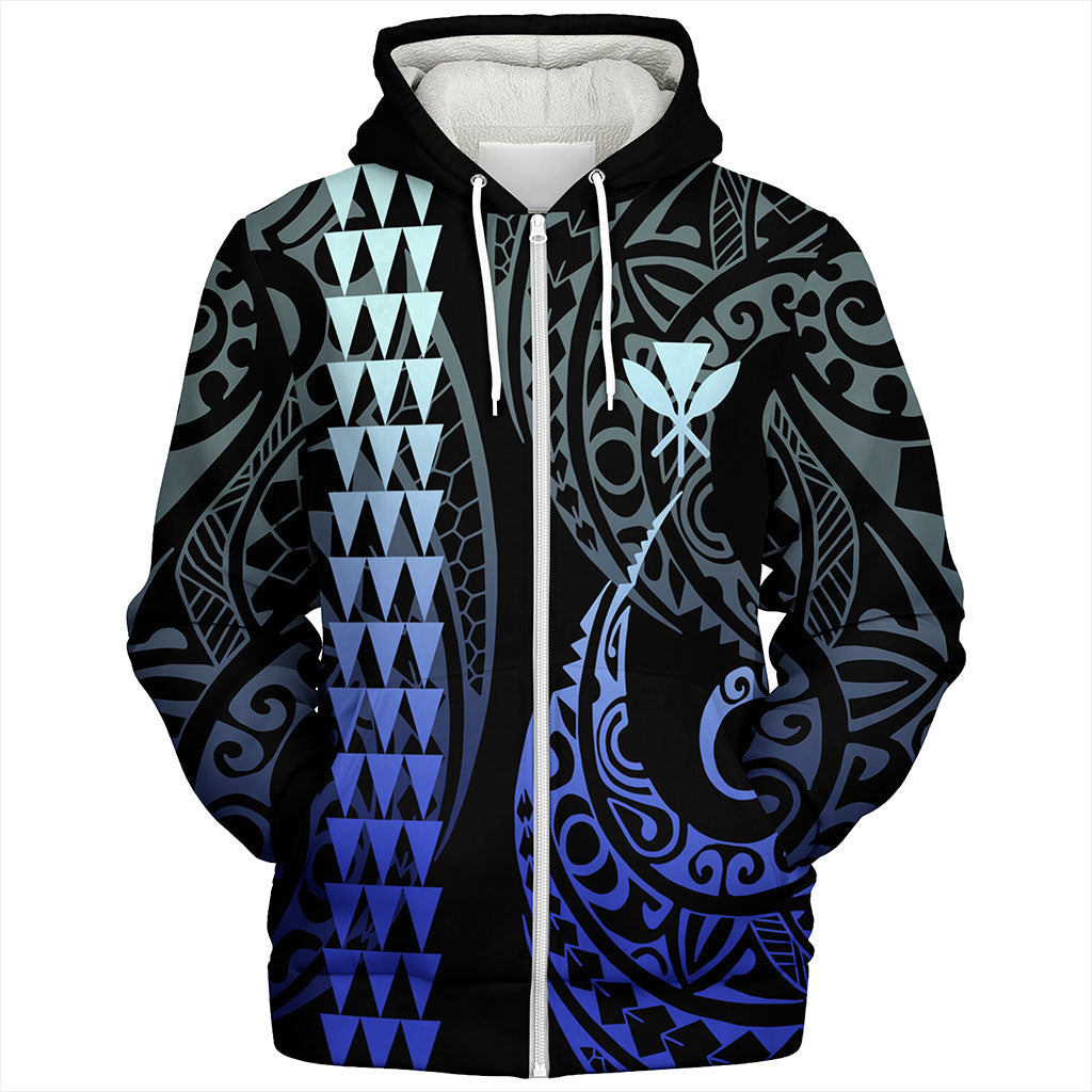 Hawaii Sherpa Hoodie Kanaka Kakau Style