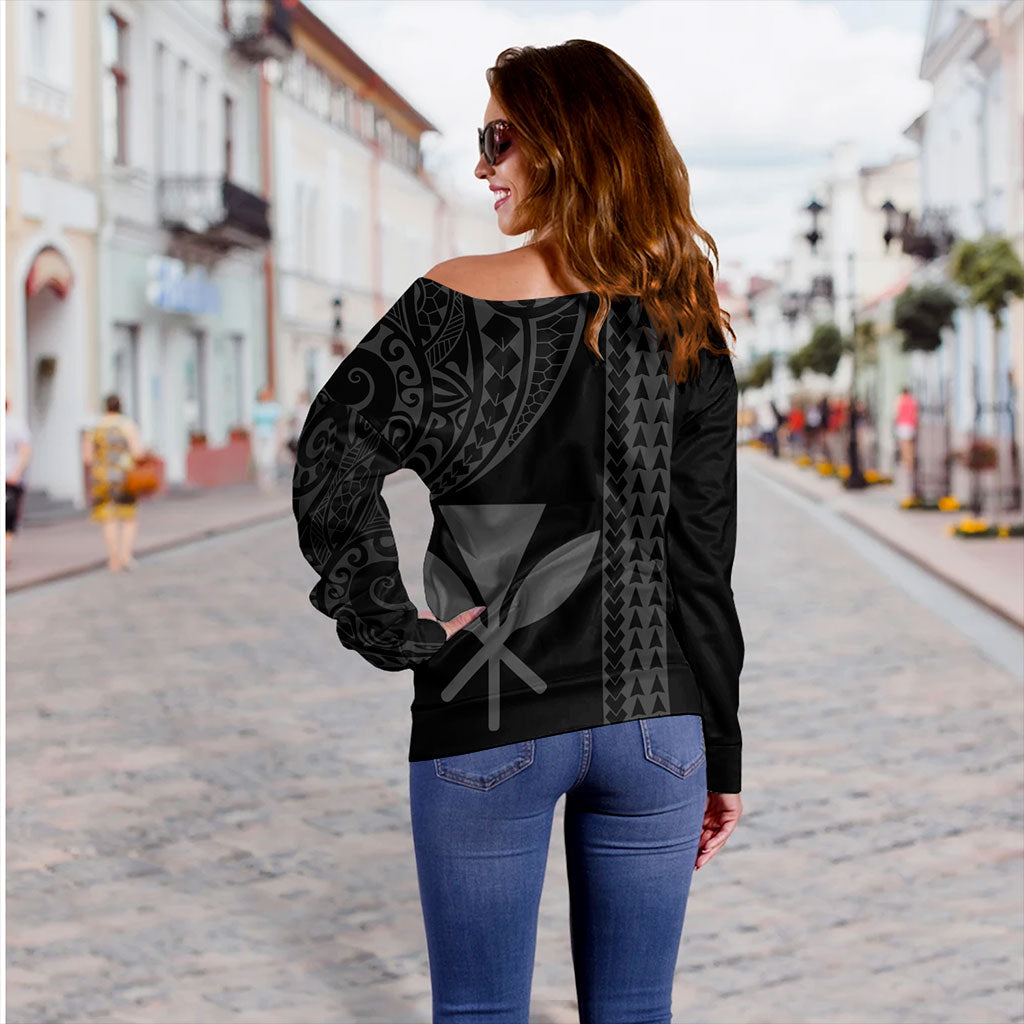 Hawaii Off Shoulder Sweatshirt Kanaka Maoli Polynesian Tribal Simple Style