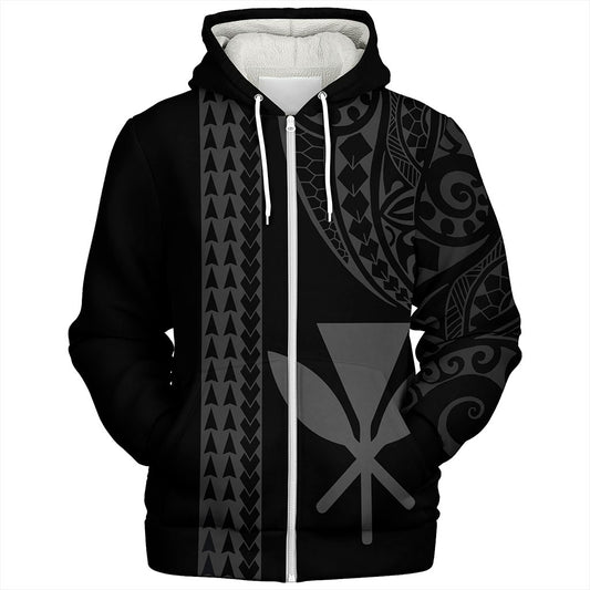 Hawaii Sherpa Hoodie Kanaka Maoli Polynesian Tribal Simple Style