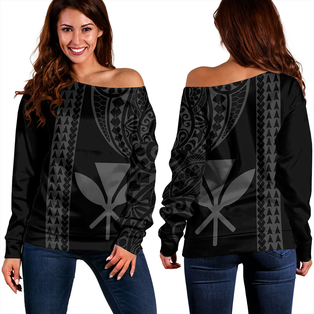 Hawaii Off Shoulder Sweatshirt Kanaka Maoli Polynesian Tribal Simple Style