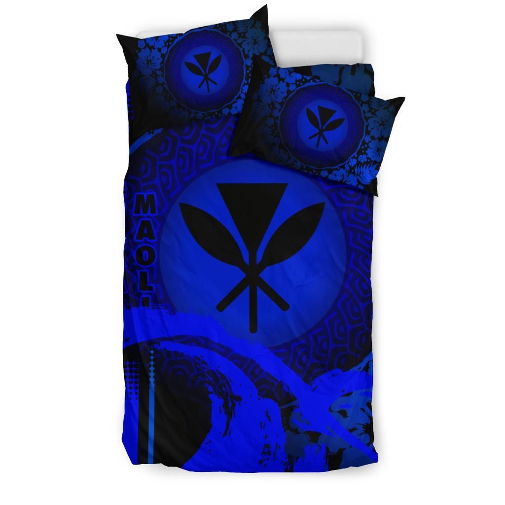 Kanaka Maoli Duvet Cover Set - Hibiscus And Wave Special Blue