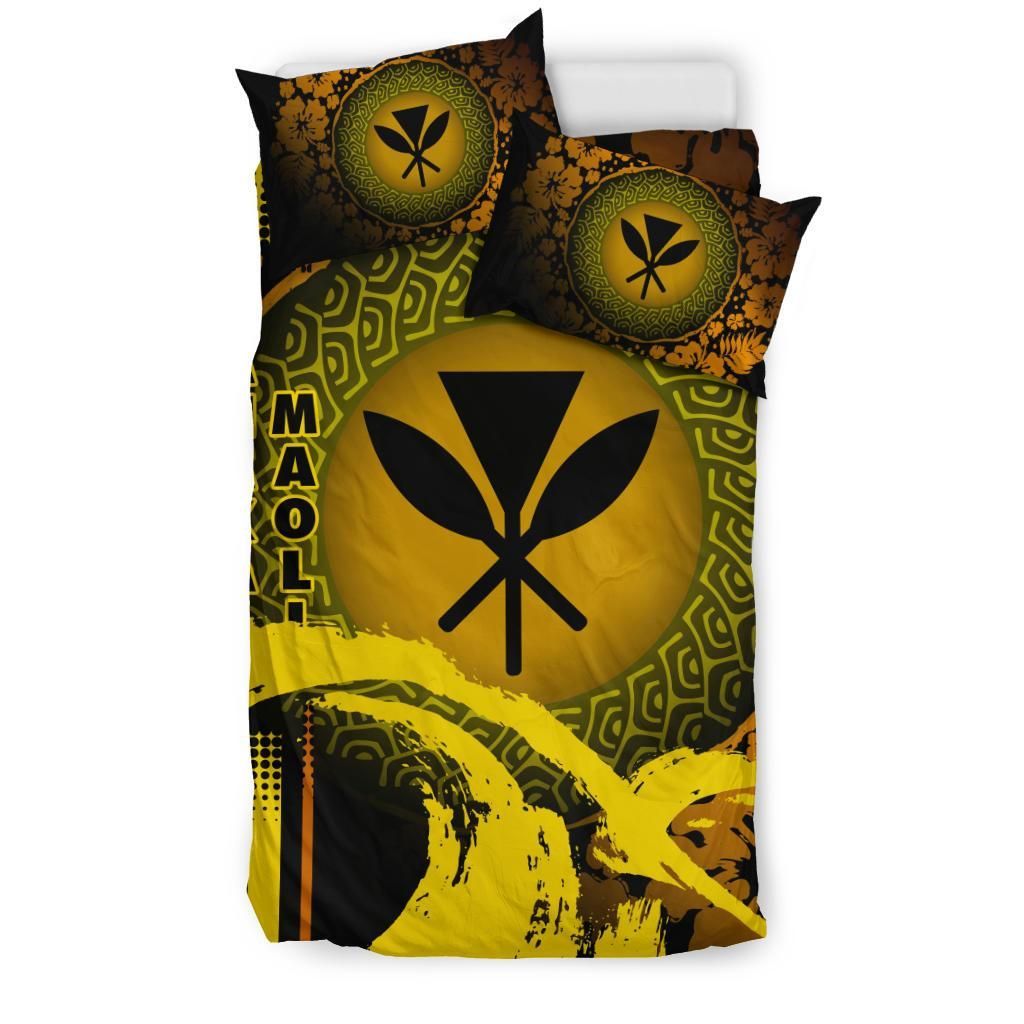 Kanaka Maoli Duvet Cover Set - Hibiscus And Wave Special Yellow