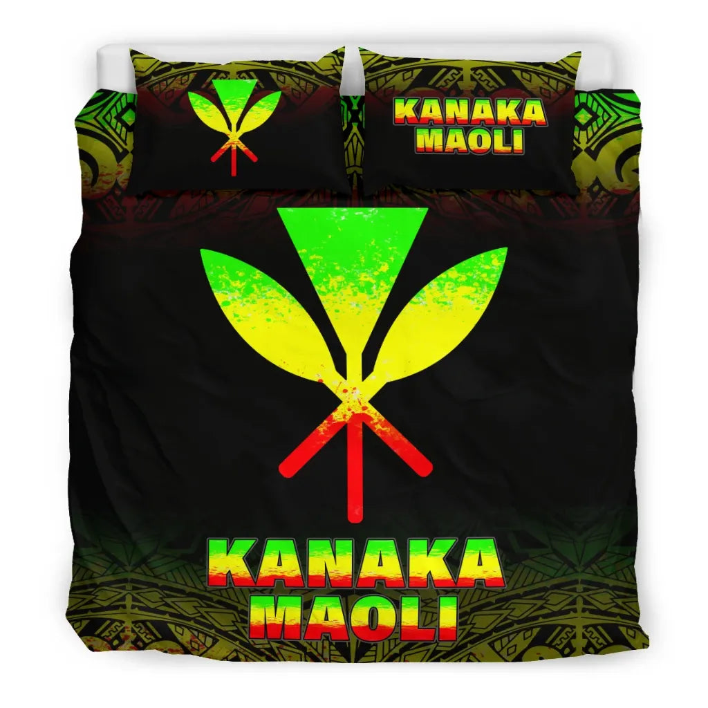 Kanaka Maoli Duvet Cover Set - Hawaii Reggae Fog Style