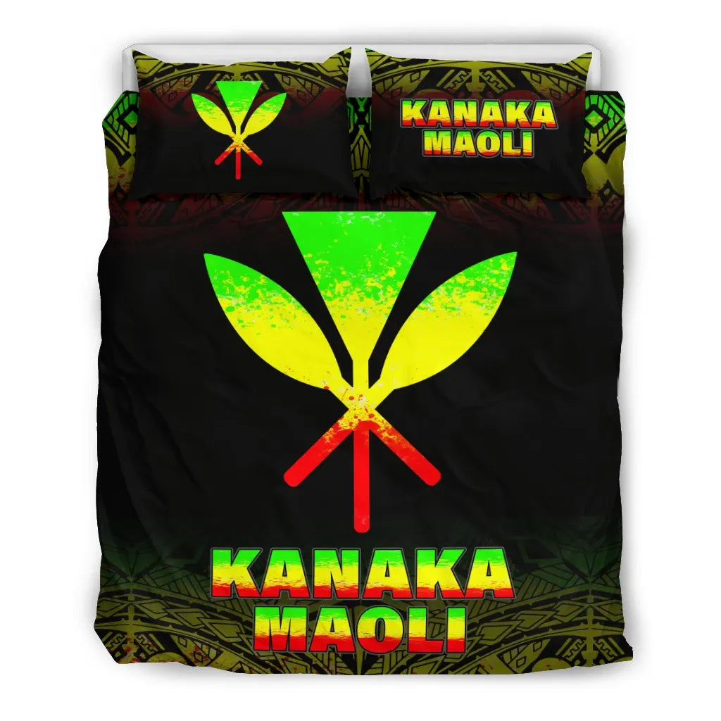 Kanaka Maoli Duvet Cover Set - Hawaii Reggae Fog Style
