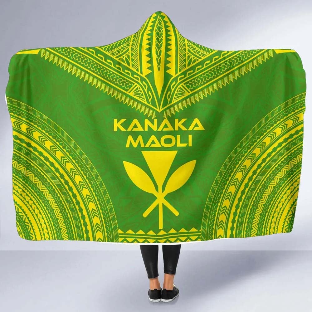 Kanaka Maoli Flag Polynesian Chief Hooded Blanket
