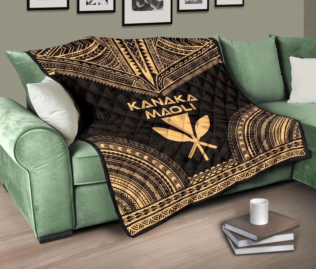Hawaii Premium Quilt - Kanaka Maoli Polynesian Chief Gold Version