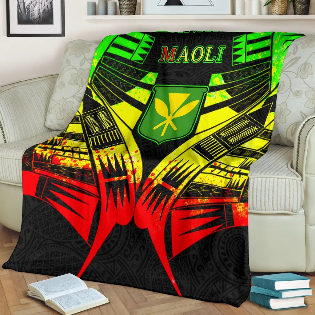 Kanaka Maoli Hawaii Flag Premium Blanket