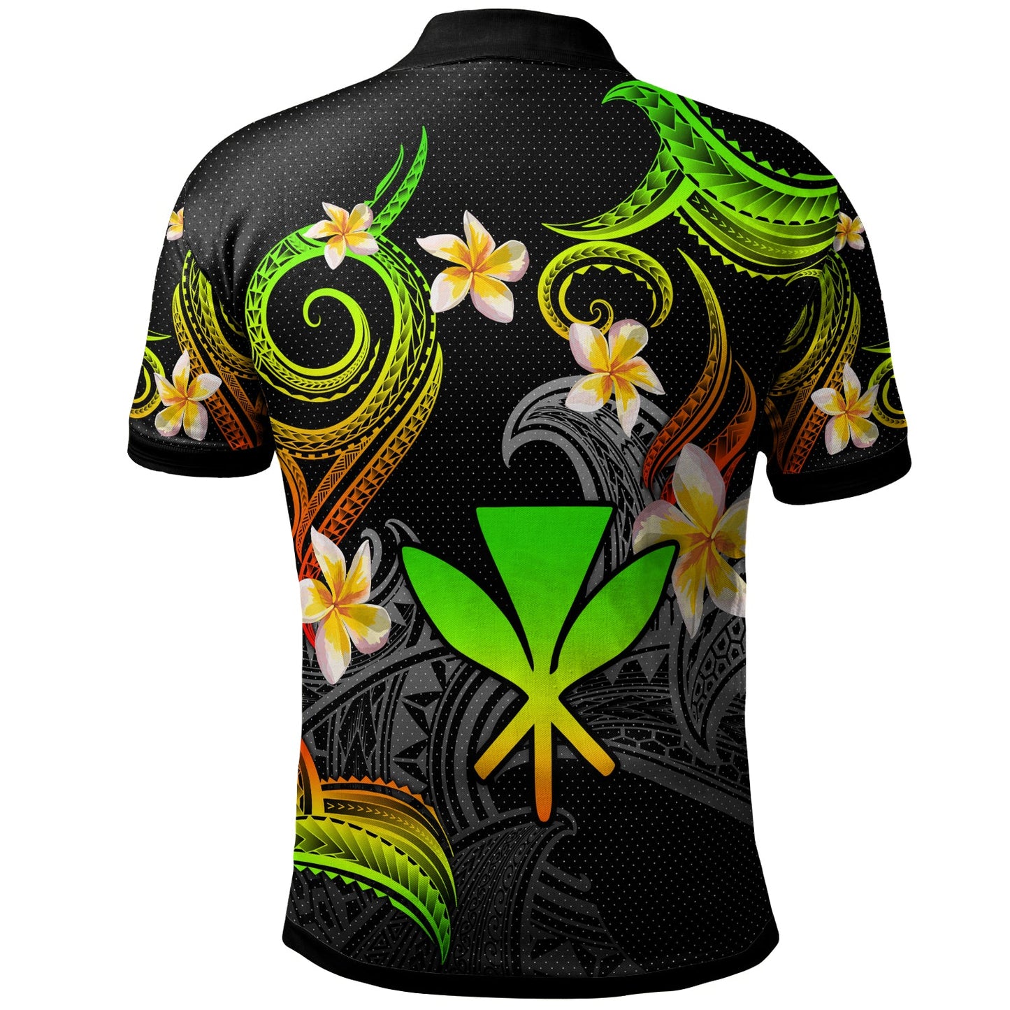 Kanaka Maoli Polo Shirt - Custom Personalised Polynesian Waves with Plumeria Flowers (Reggae)