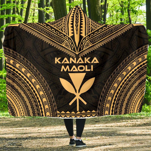 Kanaka Maoli Polynesian Chief Hooded Blanket - Gold Version