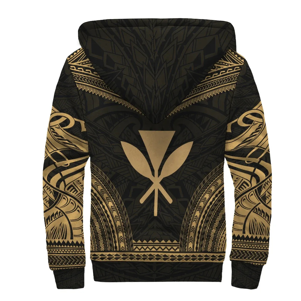 Kanaka Maoli Sherpa Hoodie - Polynesian Chief Gold Version