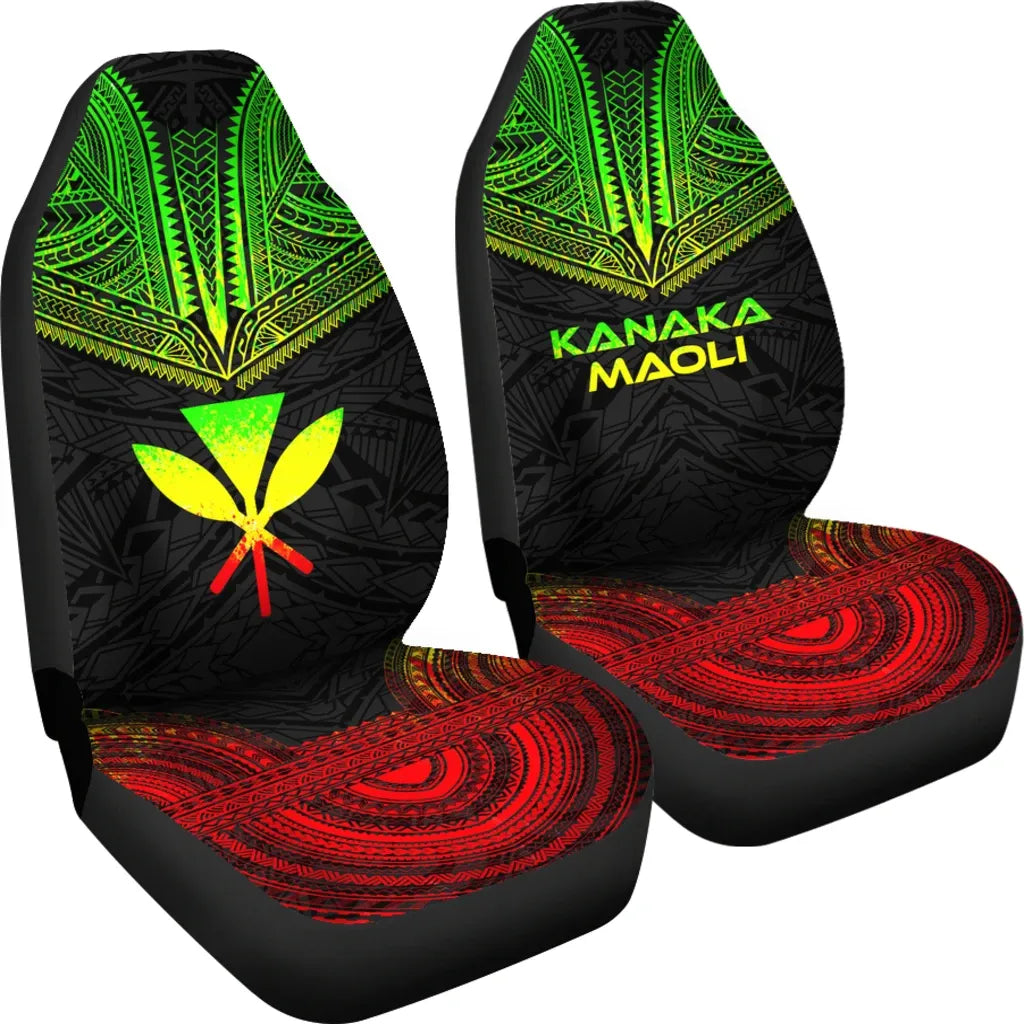 Hawaii Car Seat Cover - Kanaka Maoli Polynesian Chief Tattoo Reggae Version