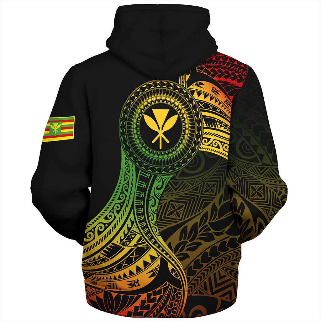 Hawaii Sherpa Hoodie Kanaka Maoli Round Polynesian Tribal Reggae
