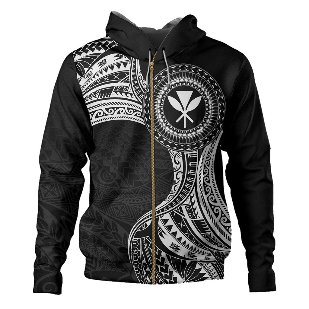 Hawaii Hoodie Kanaka Maoli Round Polynesian Tribal White