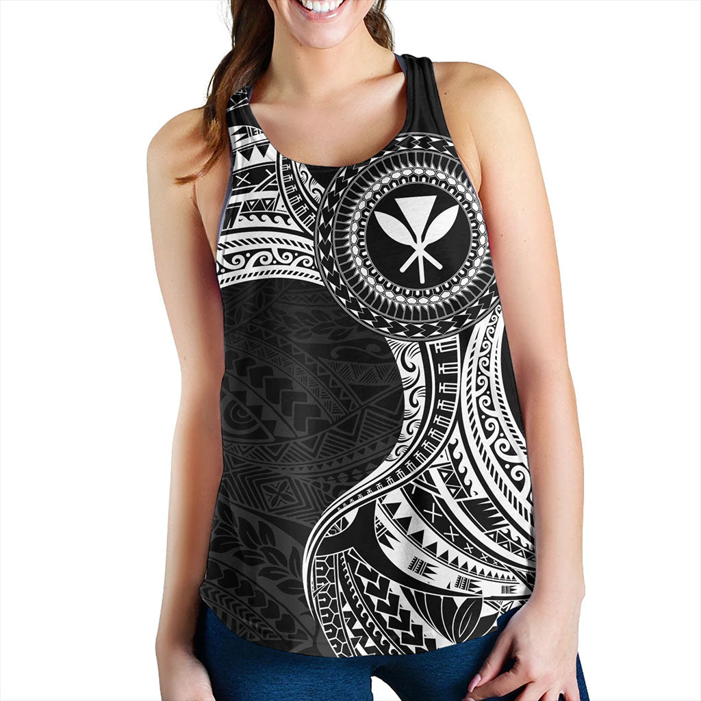 Hawaii Women Tank Kanaka Maoli Round Polynesian Tribal White