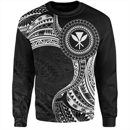 Hawaii Sweatshirt Kanaka Maoli Round Polynesian Tribal White