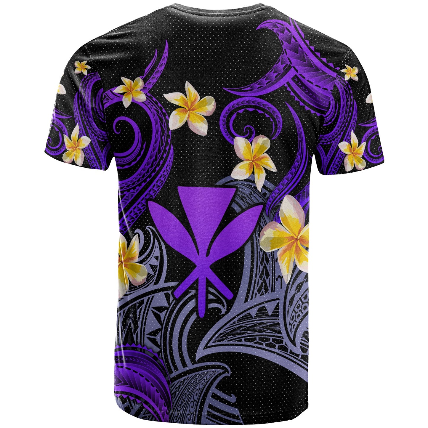 Kanaka Maoli T-shirt - Custom Personalised Polynesian Waves with Plumeria Flowers (Purple)