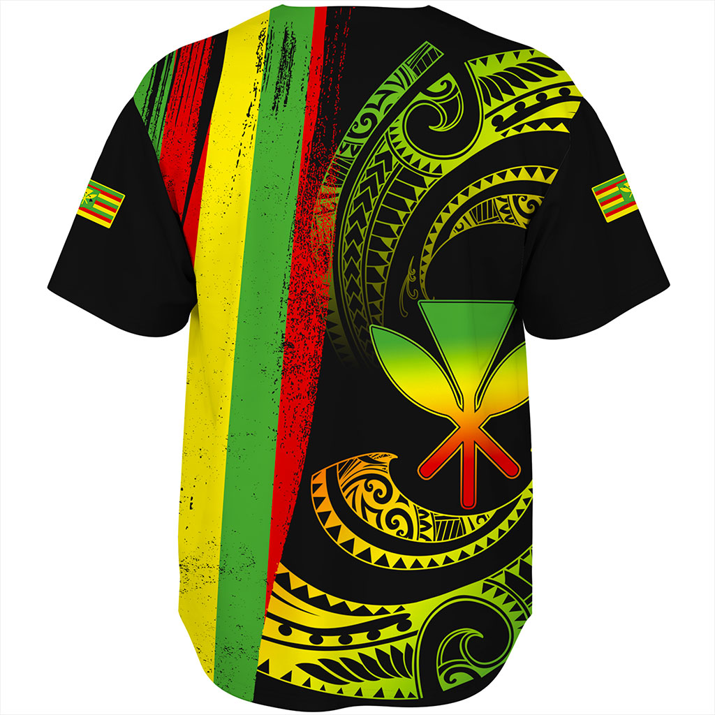 Hawaii Baseball Shirt Kanaka Maoli Tribal Wave Grunge Flag