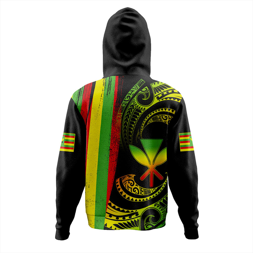 Hawaii Hoodie Kanaka Maoli Tribal Wave Grunge Flag