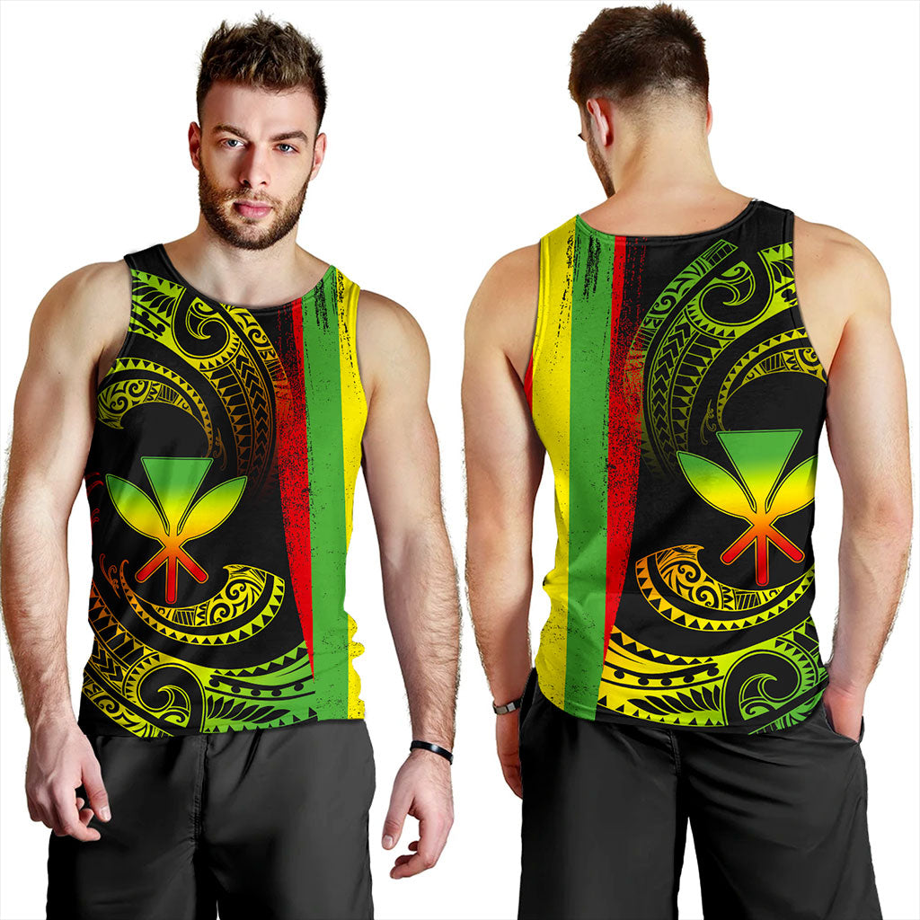 Hawaii Tank Top Kanaka Maoli Tribal Wave Grunge Flag