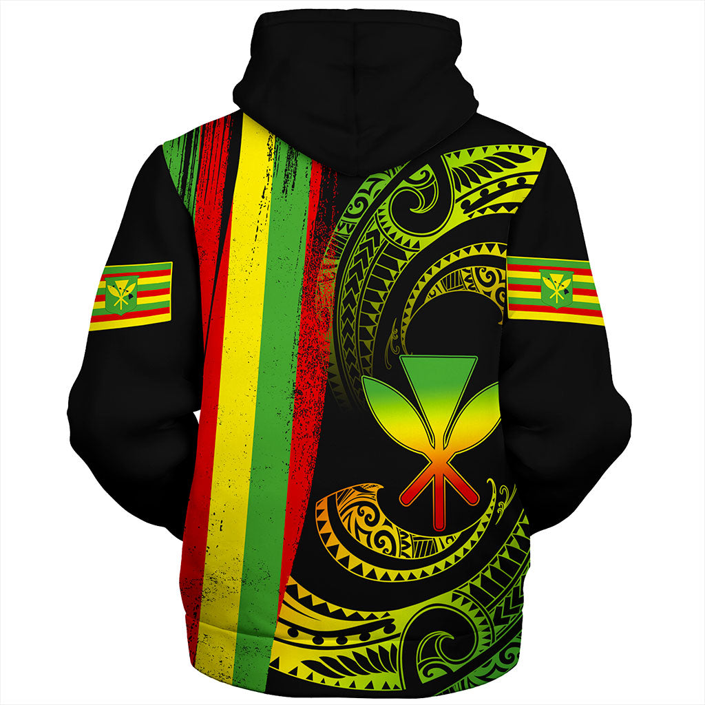 Hawaii Sherpa Hoodie Kanaka Maoli Tribal Wave Grunge Flag