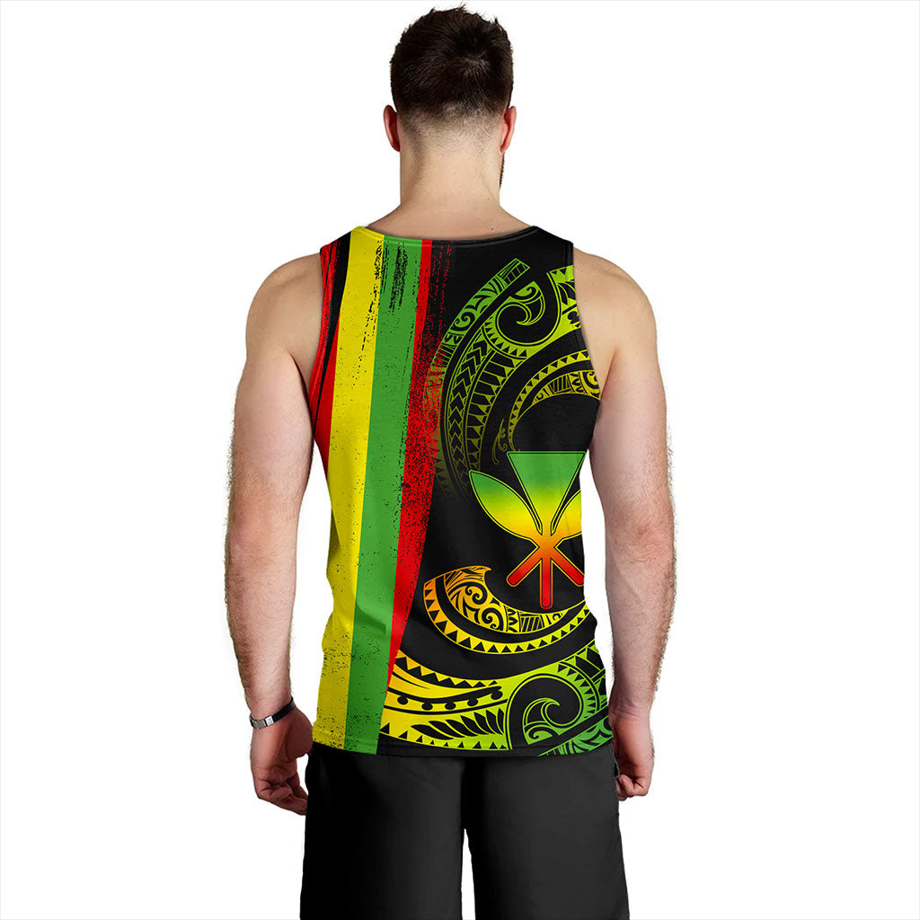 Hawaii Tank Top Kanaka Maoli Tribal Wave Grunge Flag