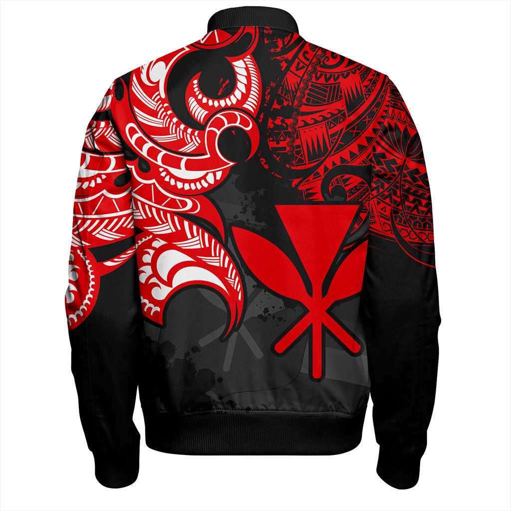 Hawaii Bomber Jacket Kanaka Polynesian Tribal Print Pattern